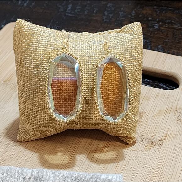 Kendra Scott Clear Iridescent Deily Earrings In Gold tone vintage‎ and rare HTF - Picture 2 of 14